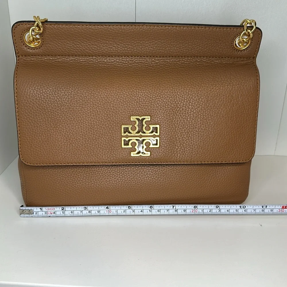 Tory Burch Britten Flap Shoulder Bag— Bark/209 - Picture 11 of 14